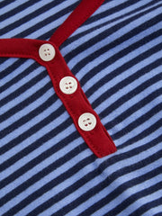 Striped Sweetheart Neck Long Sleeve Contrasting Binding Tee