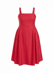 Sculptural Square Neck Spots Polka Dot A-line Maxi Dress Curve & Plus