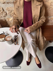 BOWKNOT FAUX SUEDE SLINGBACK FLATS