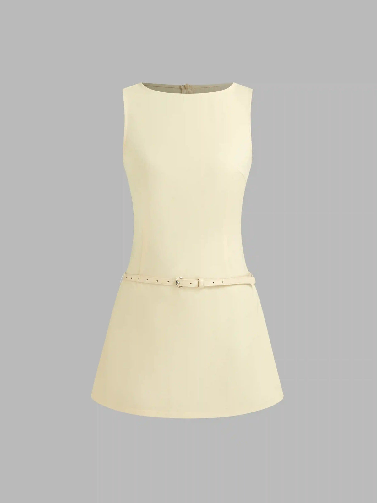 Boat Neck Belted Mini Dress