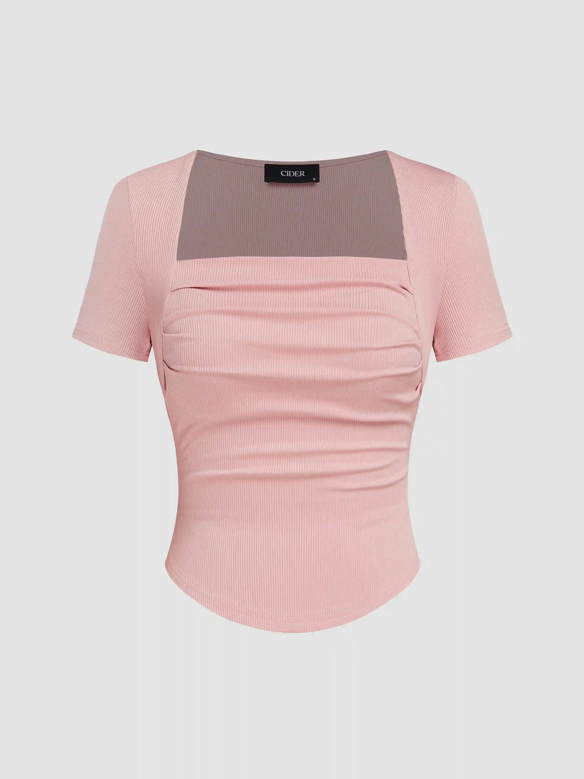 Square Neck Ruched Short Sleeve Tee