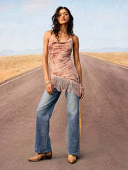 Washed Denim Low Rise Straight Leg Jeans