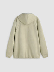 Suede Solid Zipper Pocket Hoodie