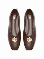 FAUX LEATHER FLOWER DECOR FLATS