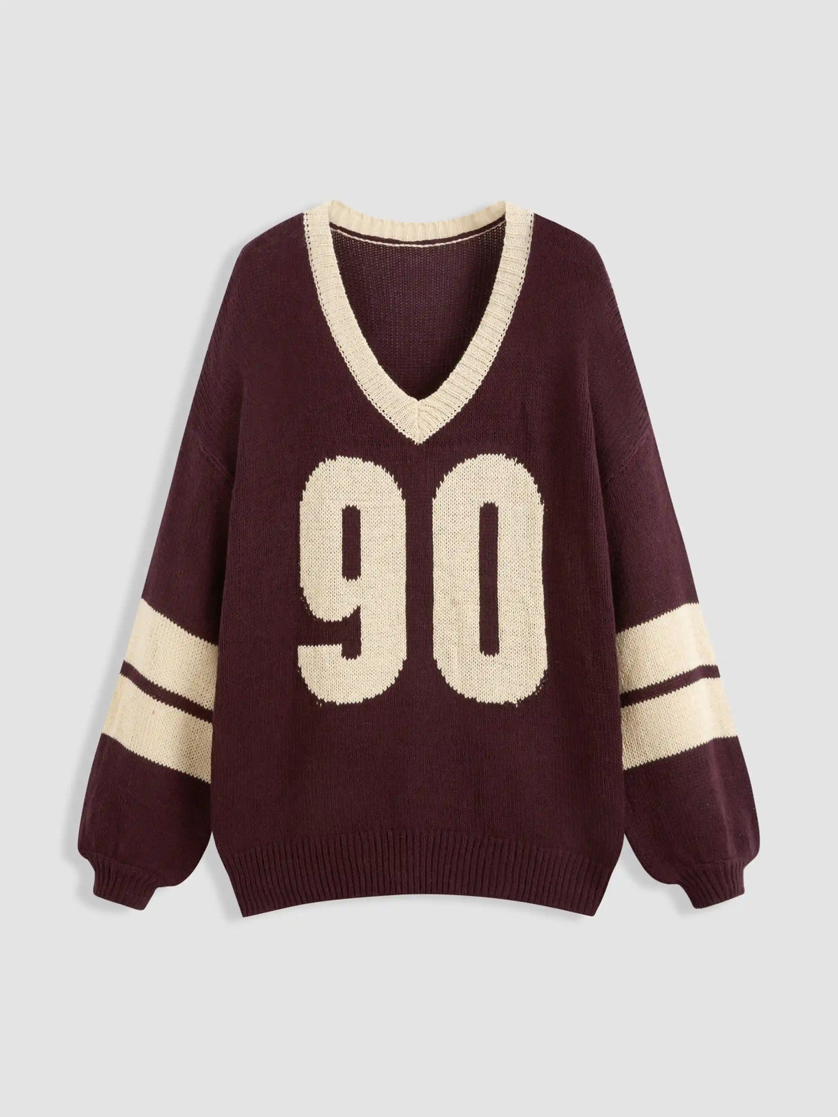 Knit V-neck 90 Contrasting Binding Sweater