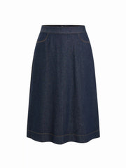 Denim High Rise A-line Maxi Skirt Curve & Plus