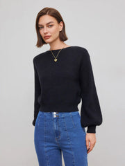 Knit Boat Neck Long Sleeve Top
