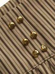 Low Rise Striped Metal Detail Bubble Hem Micro Shorts