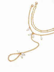 FAUX PEARL HAND CHAIN BRACELET