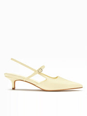 POINTED TOE BUCKLE DECOR SLINGBACK KITTEN HEELS