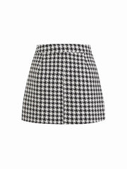 Tweed High Rise Houndstooth Mini Skirt