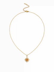 GEMSTONE DECOR SUN PENDANT NECKLACE