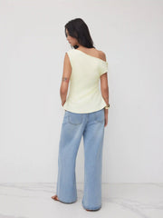 Asymmetrical Neck Twist Ruched Tank Top