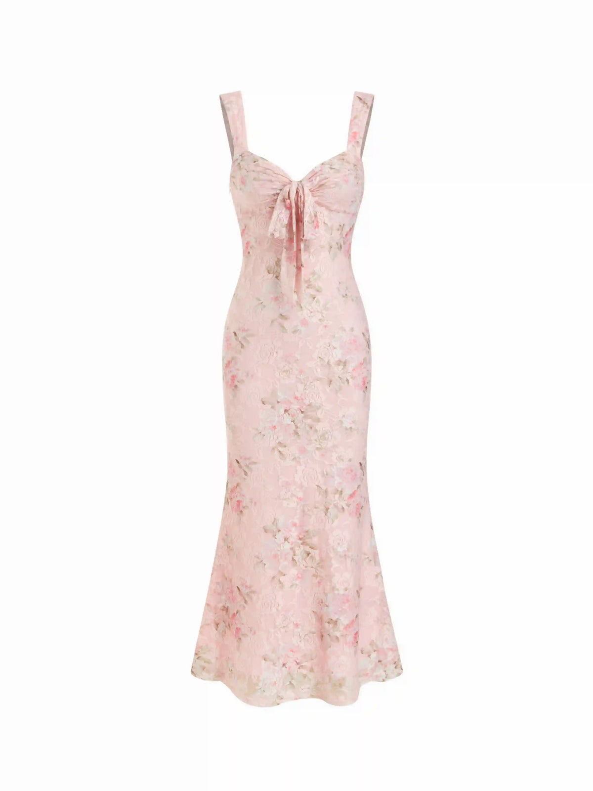Lace Floral Sweetheart Twist Knotted Mermaid Maxi Cami Dress