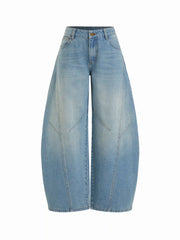 Denim Low Rise Barrel-leg Jeans