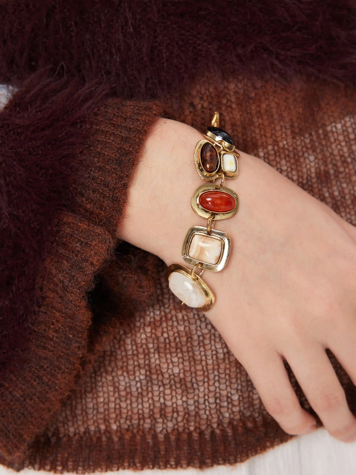 GEOMETRIC GEMSTONE CHAIN BRACELET