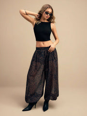 Chiffon Leopard Loose Fit Balloon Pants