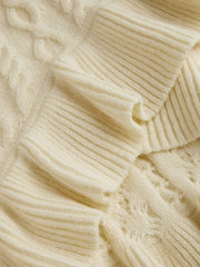 Cable Knit Mid Waist Ruffle Hem Mini Skirt