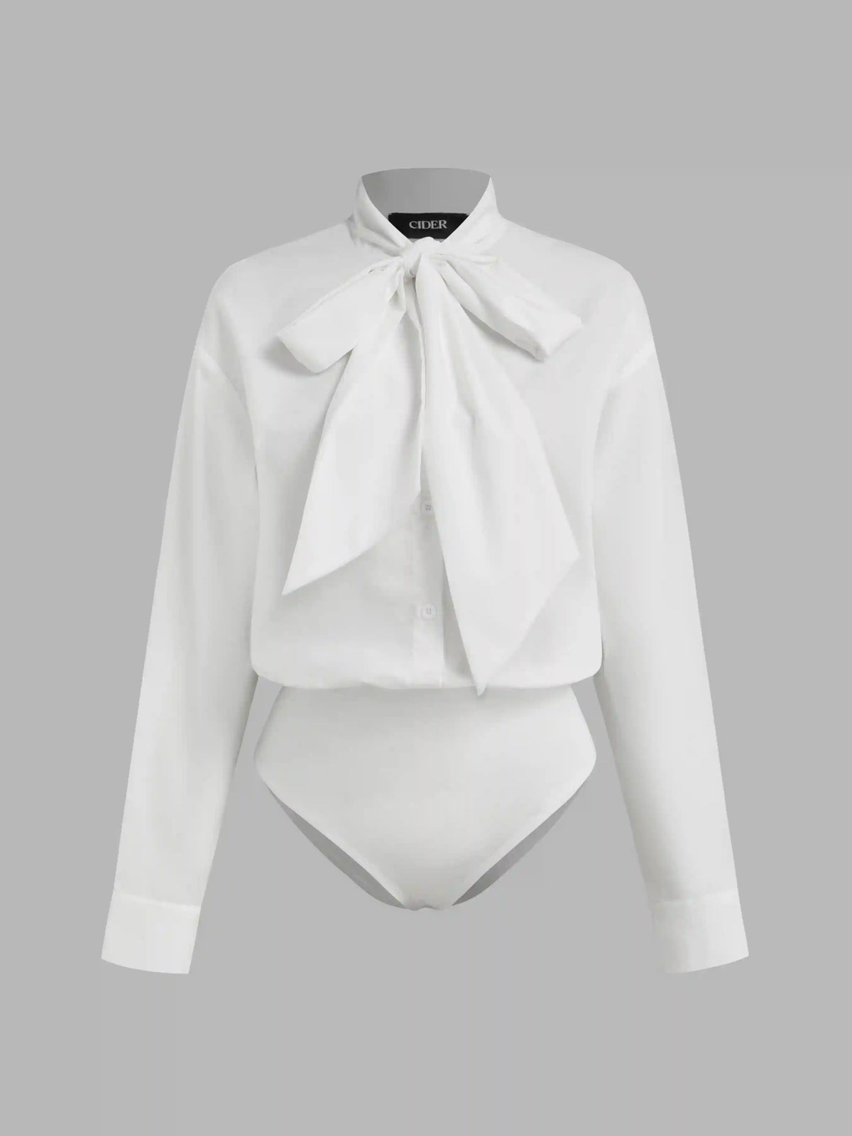 High Neck Knotted Long Sleeve Blouse Bodysuit