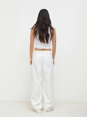 Denim Low Rise Ripped Hollow Out See-through Wide Leg Jeans