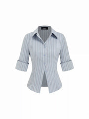 Cotton-blend Striped Collar Shirt