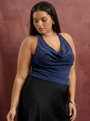 Mesh Rhinestone Halter Neckline Top & Bandeau Top Curve & Plus