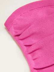 Faux Pearl Split Ruched Knit Crop Top