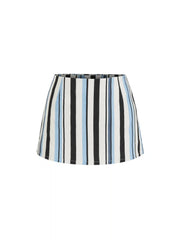 Cotton-Blend Stripe Sailor Collar Halter Top & Low Rise Shorts Set
