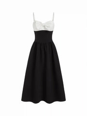 Scoop Neck Bowknot Flared Midi Dress