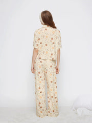 Food Graphic Collar Oversized Cropped Top & Mid Rise Drawstring Wide Leg Trousers Loungewear Set