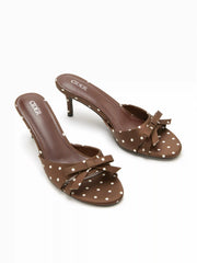 POLKA DOT & BOWKNOT MID HEEL SANDALS