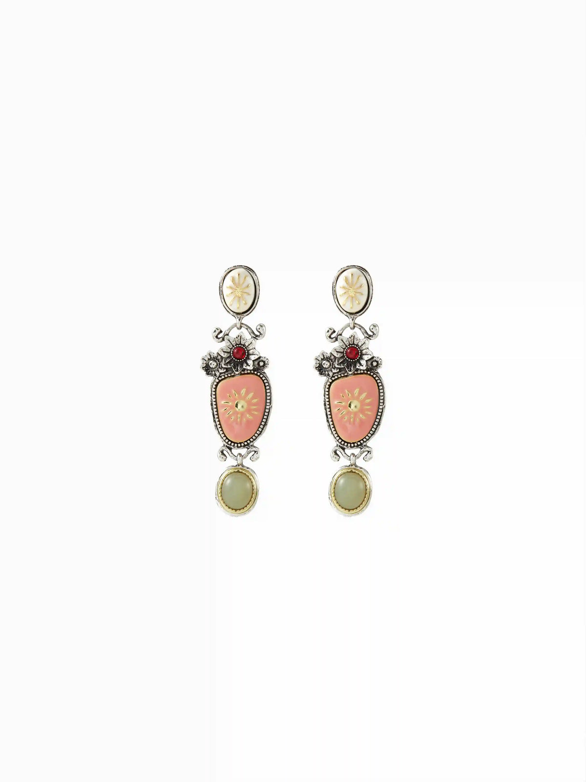 FLORAL GEOMETRIC DROP EARRINGS