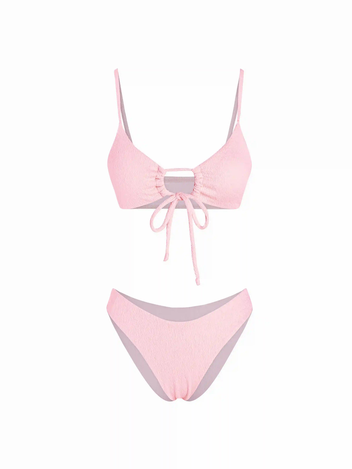 Cut Out Front Tied Bikini Swimsuit