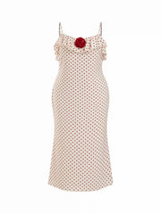 Satin Polka Dot V-Neck Ruffle Maxi Dress Curve & Plus