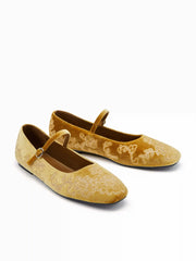ROUND TOE EMBROIDERED  MARY JANE SHOES