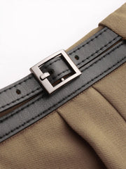 Belted Asymmetric Straight Leg Trousers
