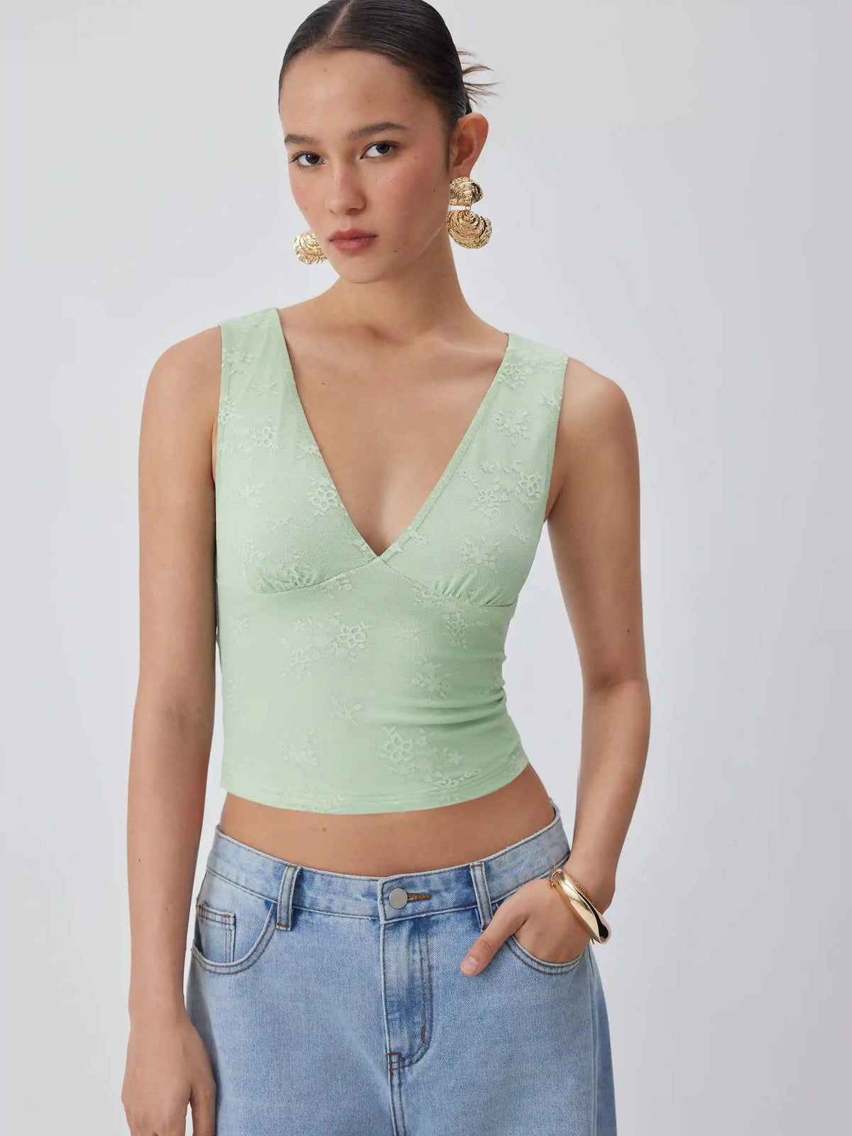 Floral V-neck Cami Tee