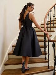 Off-shoulder Bowknot Lace Up A-line Maxi Dress