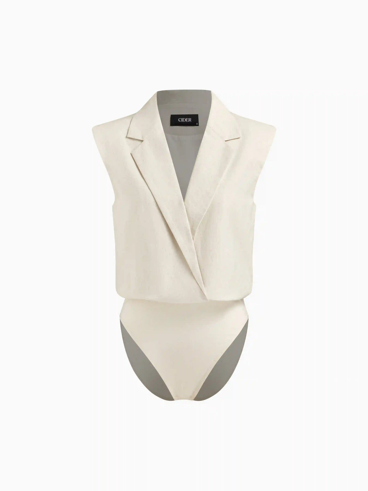 Linen-blend Collar Bodysuit