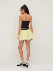 Mesh Mid Rise Bowknot Tulle Mini Skirt