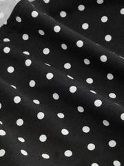 Cotton Polka Dot Halter Neck Asymmetrical Crop Top with Metal Detail