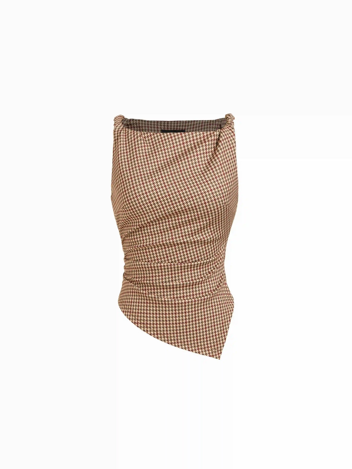 Houndstooth Boat Neck Ruched Cami Top