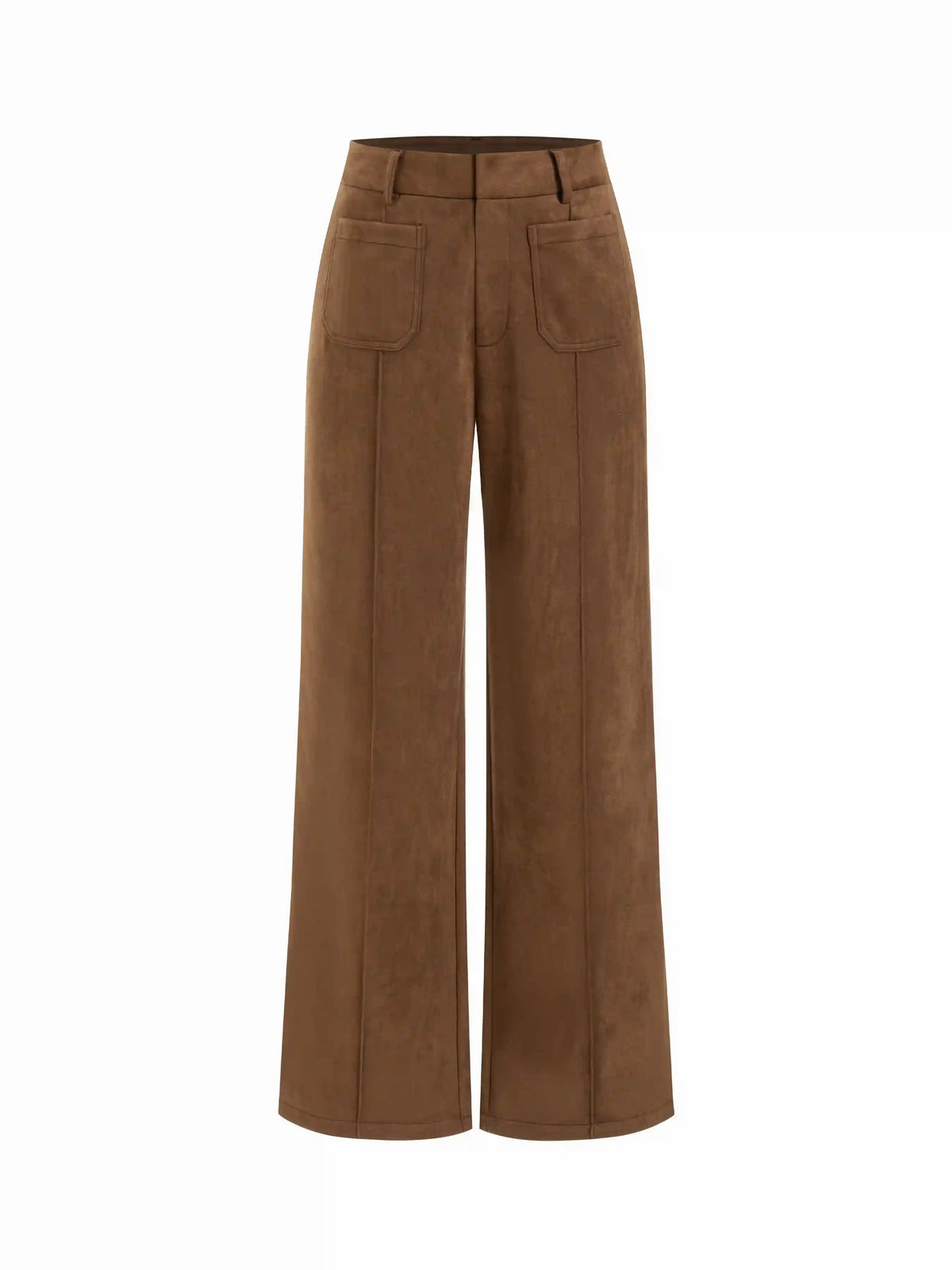 Suede Mid Rise Straight Leg Trousers