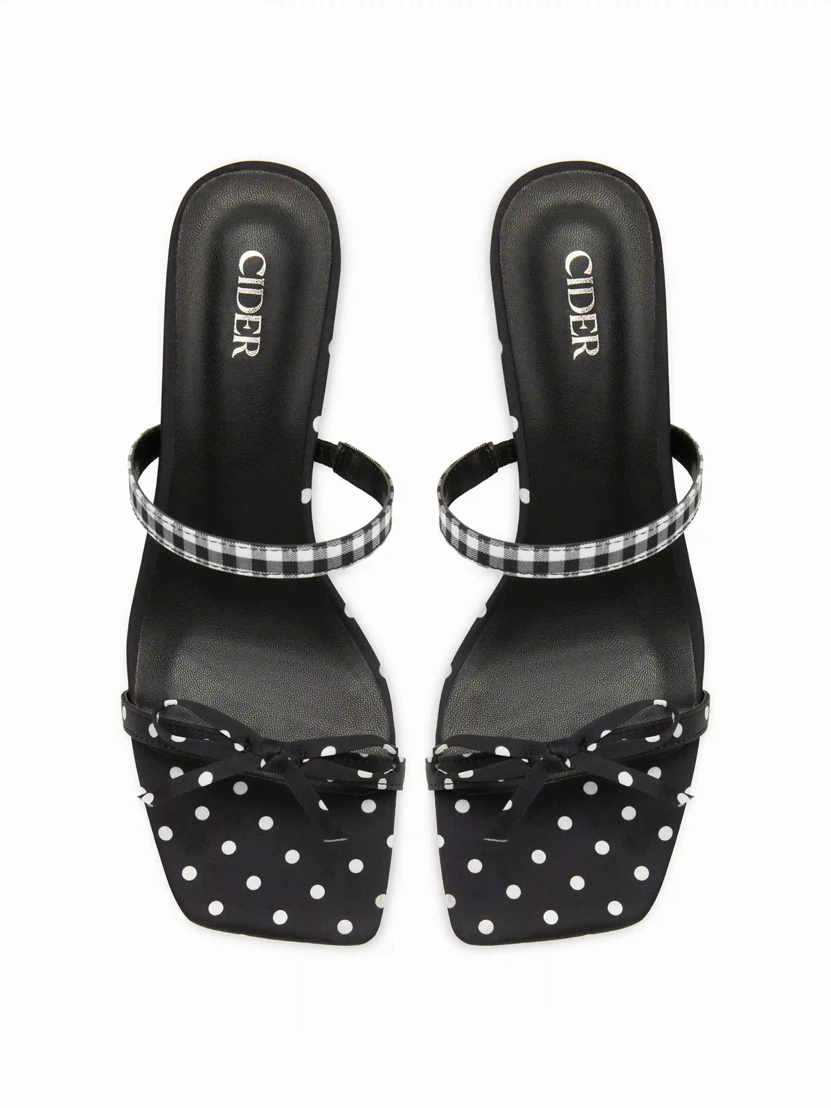 POLKA DOT & BOWKNOT CHUNKY HEELS SANDALS
