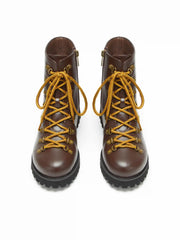 LACE UP STUDDED ANKLE BOOTS
