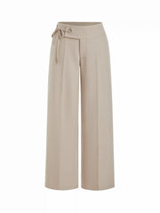 Low Rise Side Tie Metal Detail Straight Leg Trousers