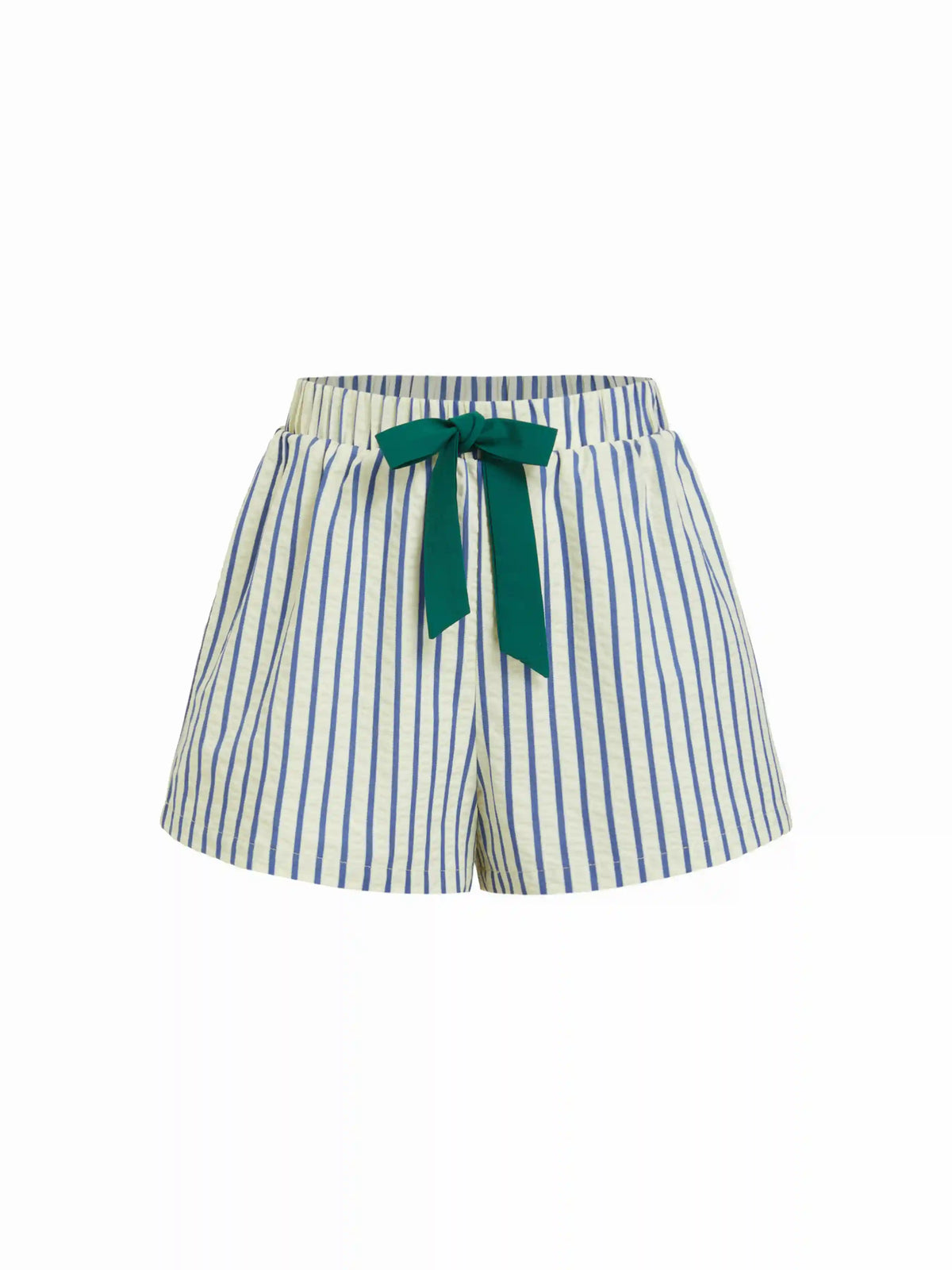 Cotton-blend Mid Rise Striped Bowknot Shorts