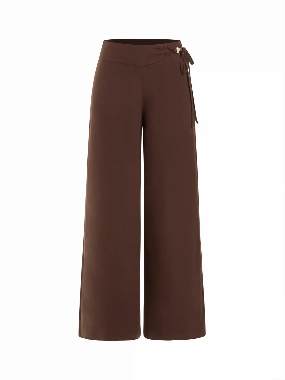 Linen-blend Mid Rise Wrap Wide Leg Trousers