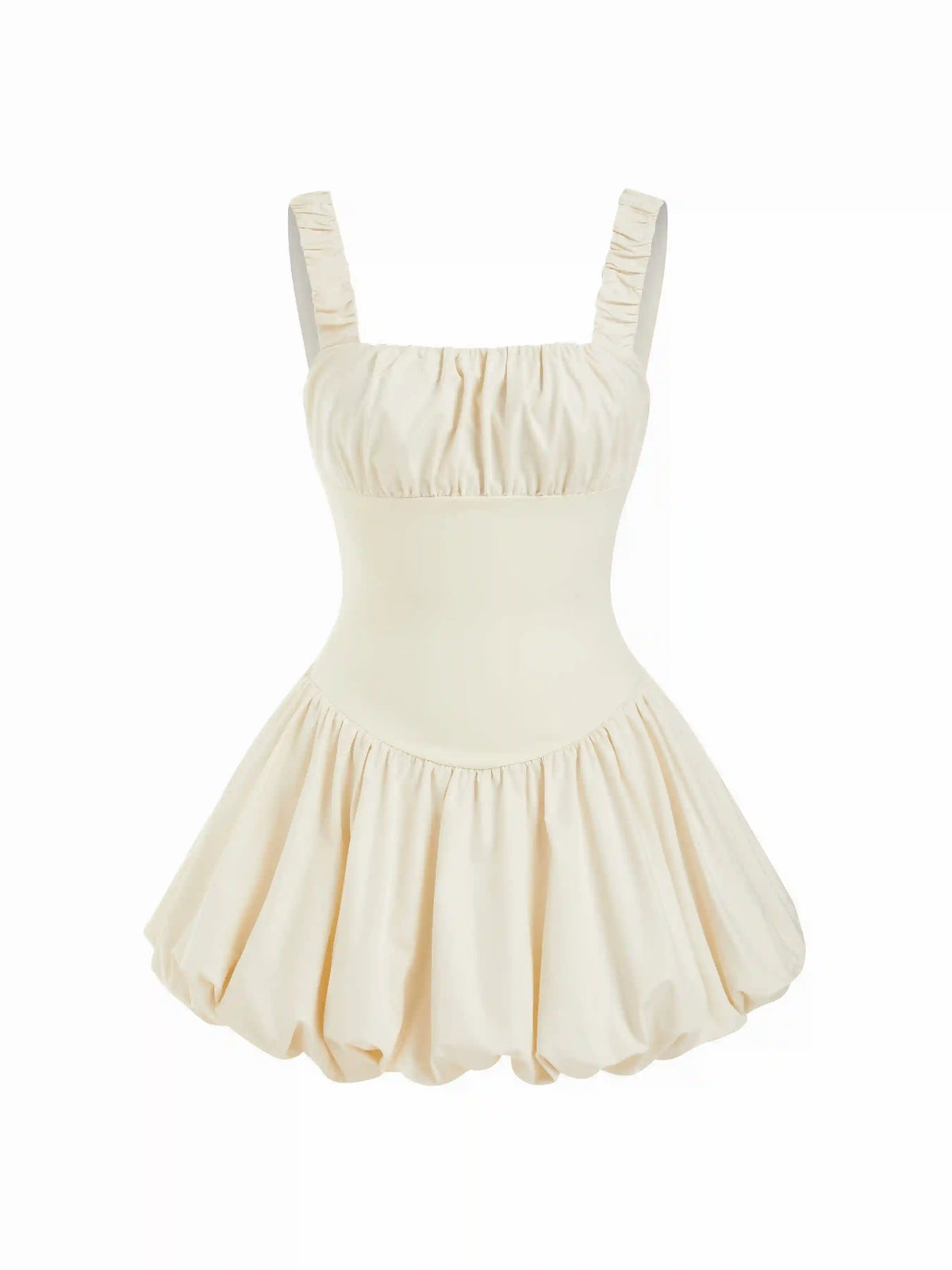 Ruched Square Neck Smock Mini Dress