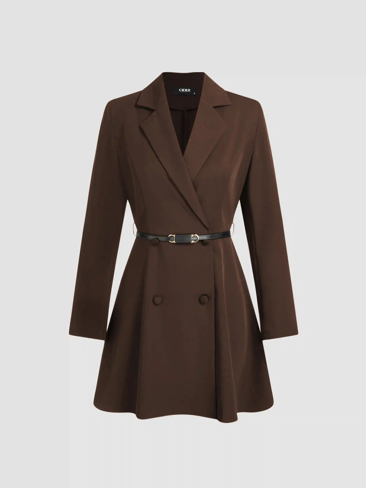 Notched Collar V-neck Mini Blazer Dress With Belt